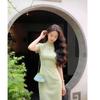 Cheongsam Dress New Chinese Print French Temperament Yellow Dress Large Size Fat Mm Engagement Daily Thin