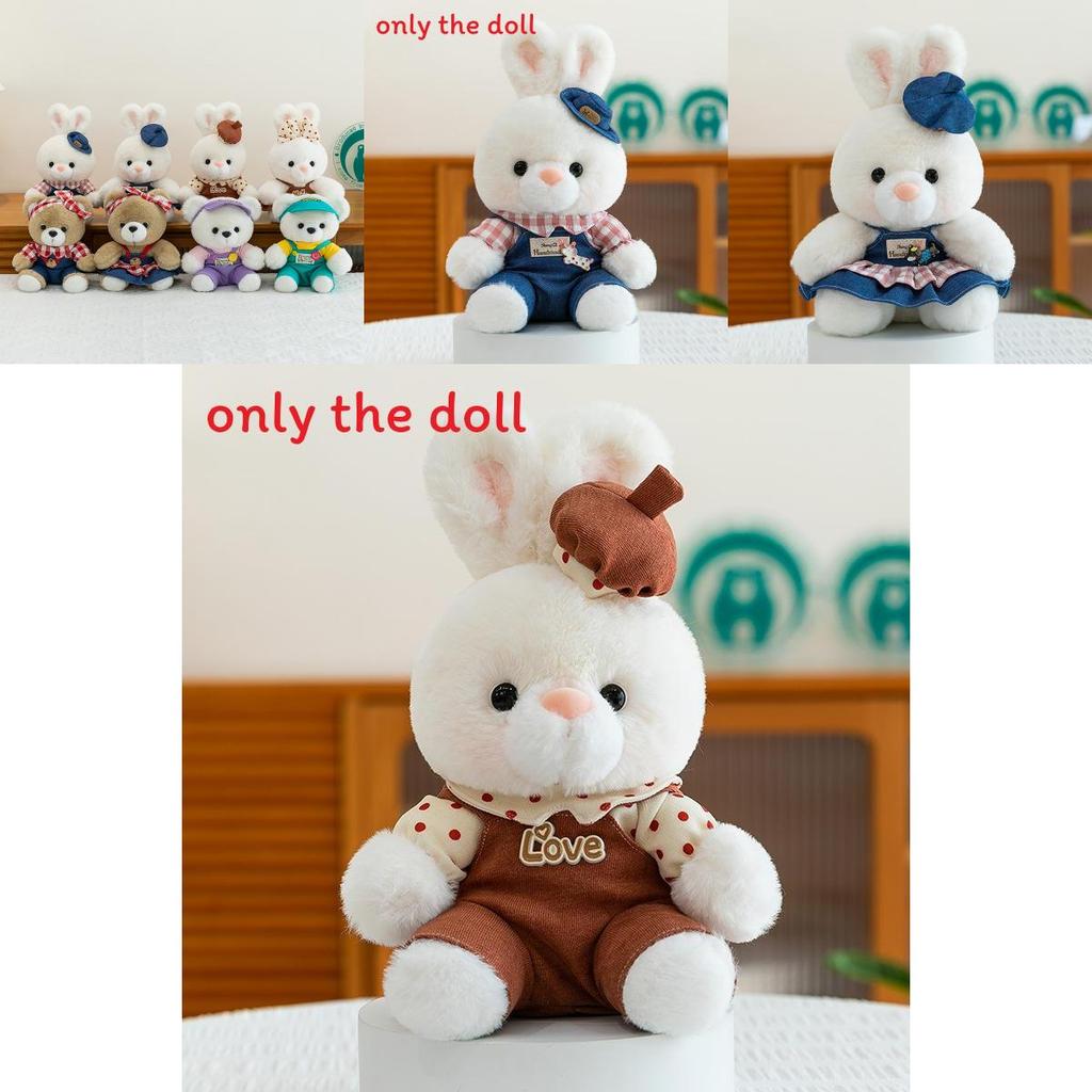 Rabbit Plush Doll With Checkered Clothes And Hat Decorations For Children And Adults