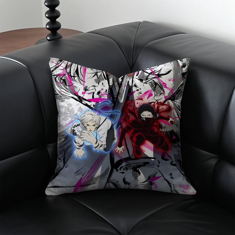 Classic comics BBungo Stray Dogs Cushion Cover Pillow Case Antidustmite Invisible zipper silky plush cushion
