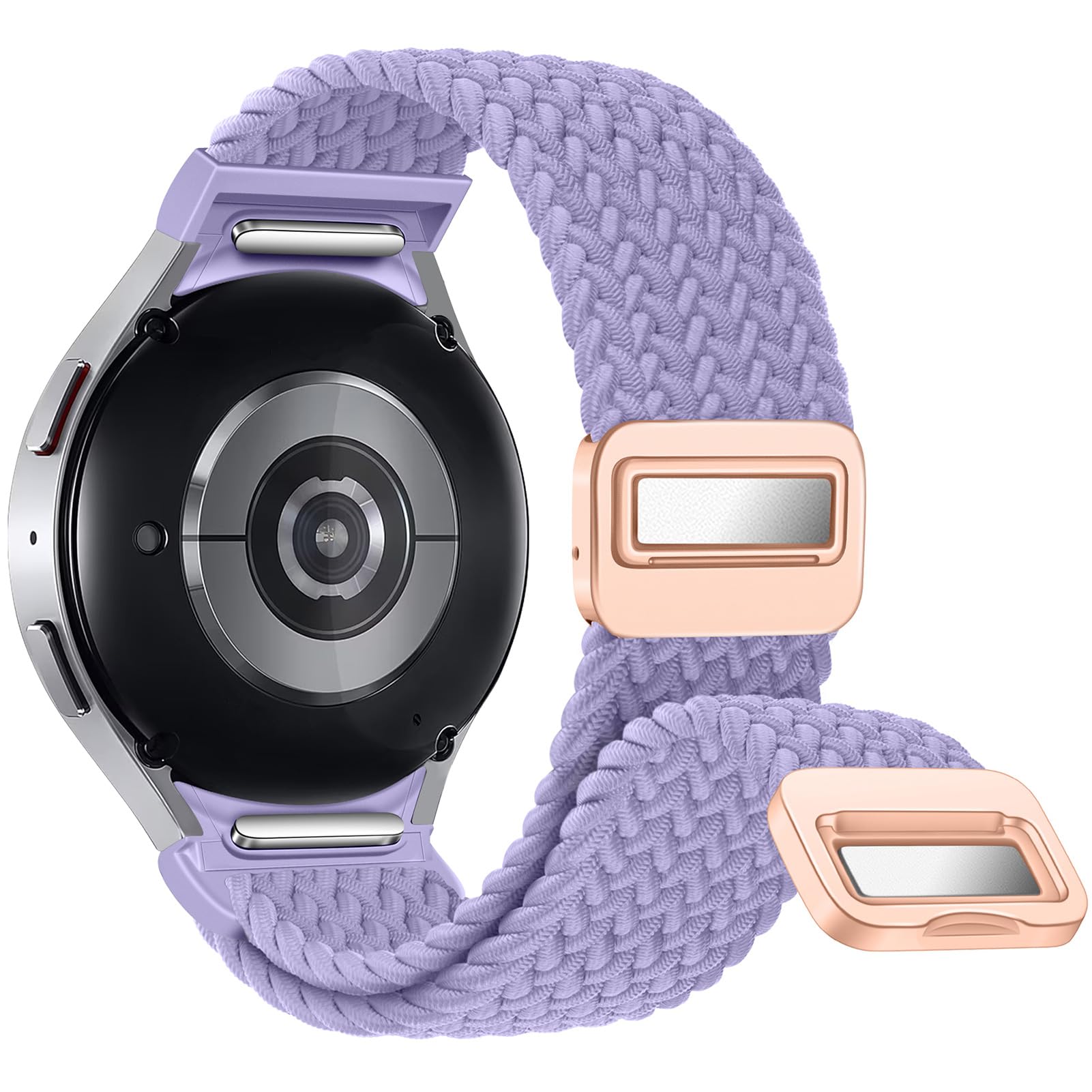 

No Gaps Band For Samsung Galaxy Watch 7 6 4 classic/5 pro 47mm 44mm 40mm Braided solo loop Magnetic bracelet Galaxy watch6 strap Galaxy watch 7 44mm лавандовый