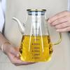 500/700/900ml Diamond Glass Oil Pots Leak Proof Oil Pot with Scale and Handle Kitchen Sauce Vinegar Condiment Storage Container