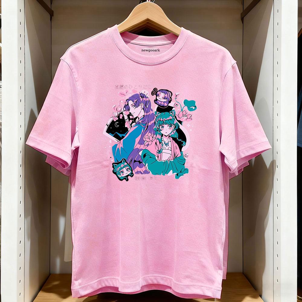 maomao and jinshi The Apothecary Diaries cartoon tshirt Anime Women Unisex Vintage graphic t shirts Cotton Oneck Adult Tops Tee
