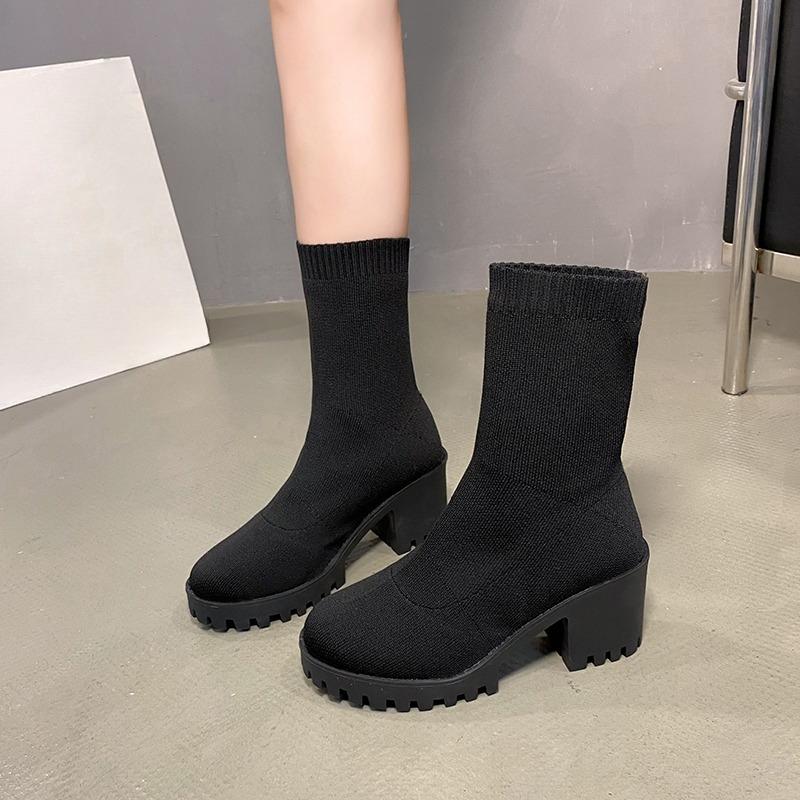 Fashion 2025 New Women Luxury Plus Size Women's Boots Couple Socks Shoes Women's Thick Bottom Casual Knitted Ankle Boots Size 35-43