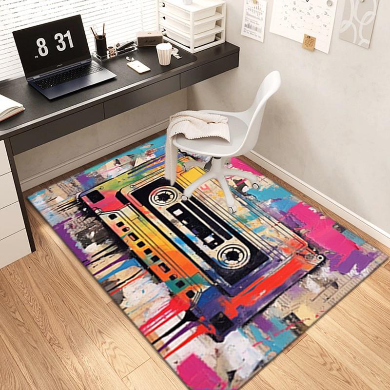 1Pc music mixtape Printed circular carpet, home door mat, outdoor travel protection carpet A17