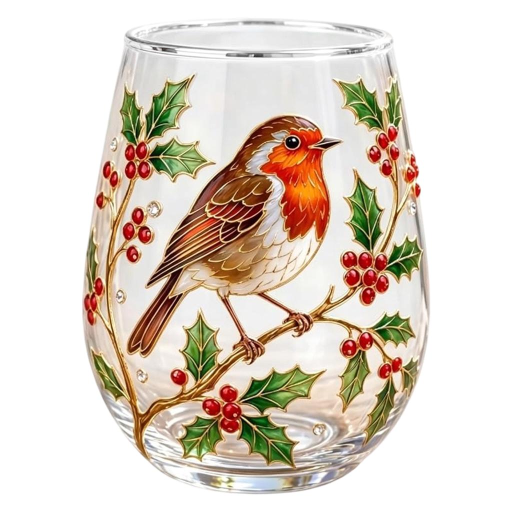 Bicchieri da Vino Senza Gambo Colibrì Dipinti a Mano Animali Bicchiere da Vino Senza Gambo Decorativo Mucca delle Highlands Bicchieri di Vetro per Bar di Casa