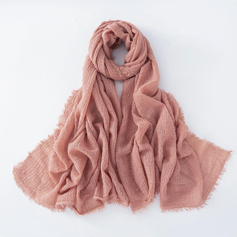 New Cotton Linen Gauze Scarf For Women Girls Spring Autumn Solid Scarves Soft Pashmina Foulard Simple Retro Beard Wrap Shawls