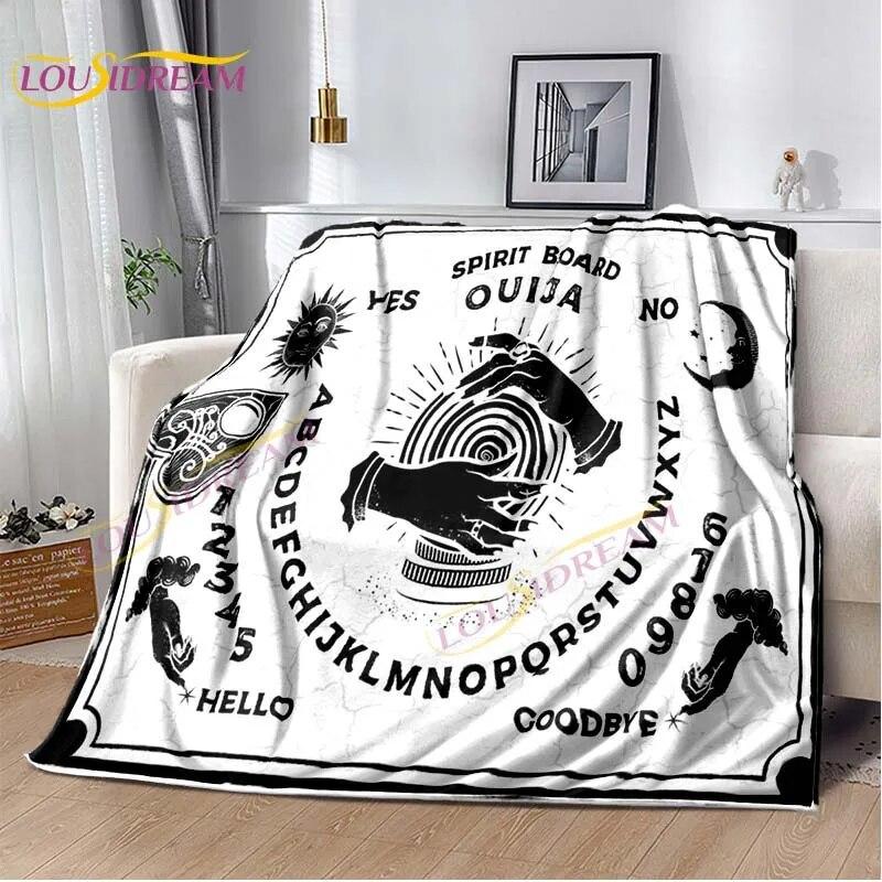 Magic Ouija Board Alphabet Blanket Witchcraft Pentagon Blanket for Bedroom Living Room Sofa Gothic Ouija Hand Flannel Blanket