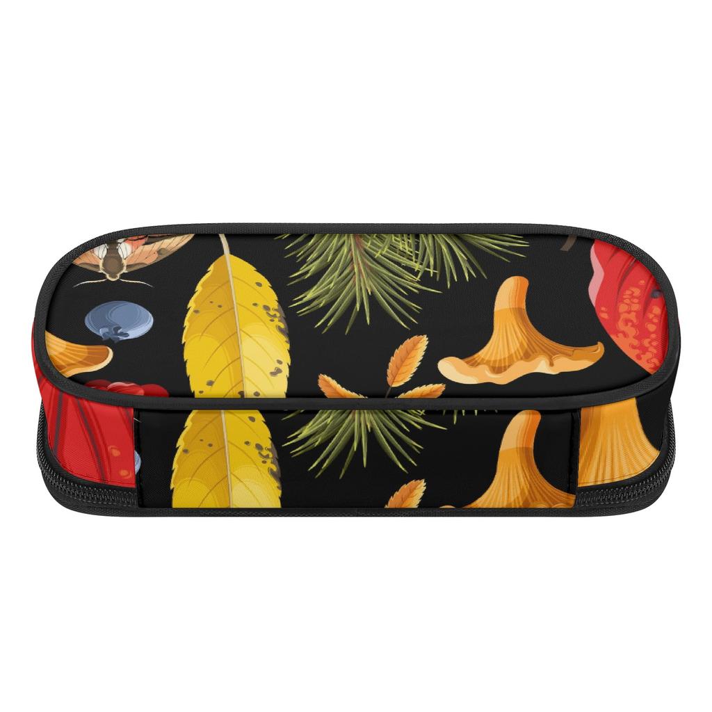 Stationery Pencil Case Printed 300D Polyester Zip Around Closure with Main Compartment Mesh Pocket and Pen Slots for Students