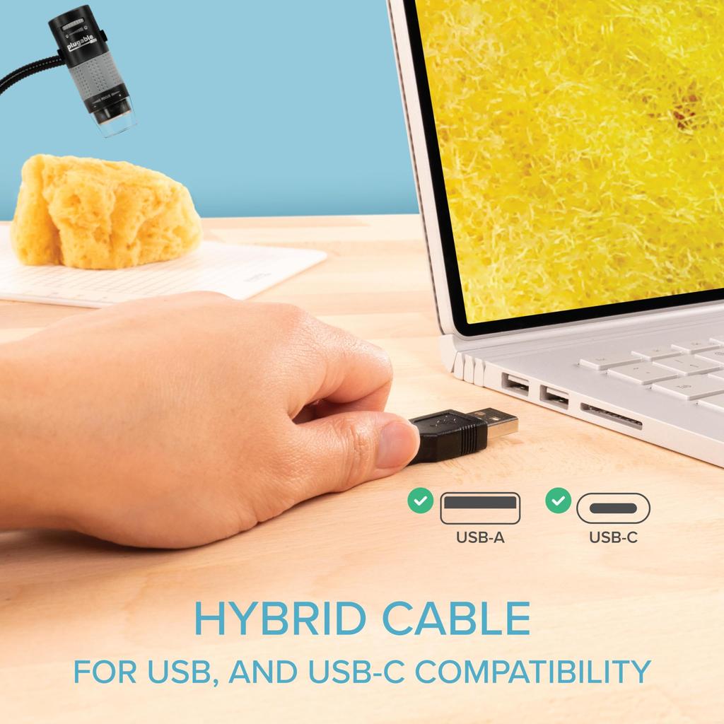 Plugable USB Microscope Digital Microscope million with removable observation can be used with 2.0 (2 pixels, 10x, 250x) - plate, Windows, macOS,