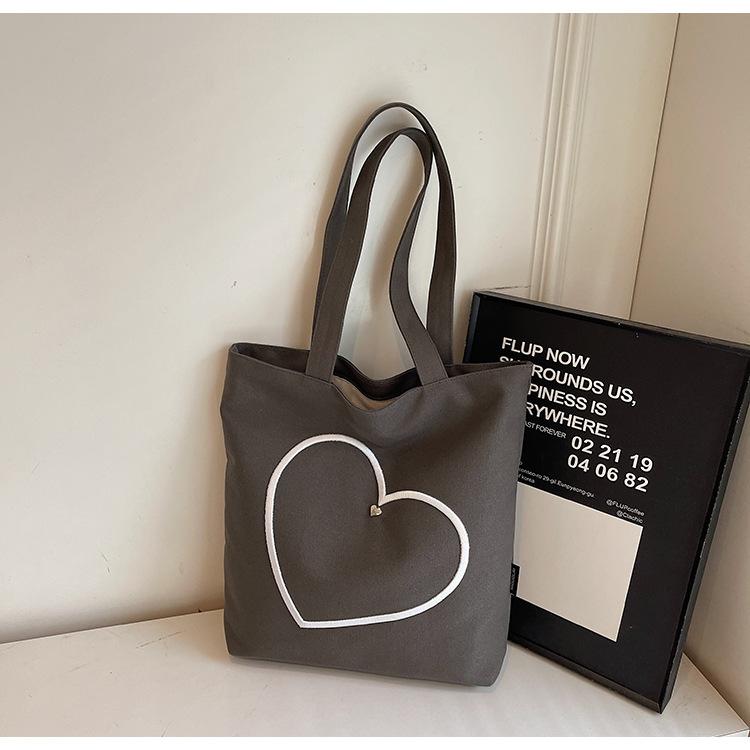 

Europe, America 2025 summer new love simple fashion cloth bag versatile leisure commuter canvas bag