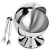 Stainless Steel Spherical Sugar Bowl and Tongs Set Roll Top Spices Storage Container Kitchen Dinner Table Decoration