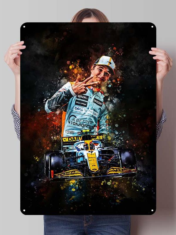 Lando Norris Racer Posters F1 Racing Metal Signs Gaming Room Decoration Custom Tin Plates for Wall Art Decoration Retro Decor