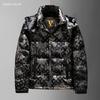 Európai Stílusú 2024 Férfi Kapucnis Pehelykabát - Meleg Teljes Nyomtatású Fehér Kacsatoll Téli Felső