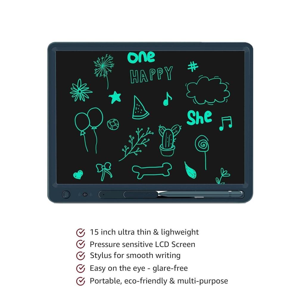 Magic Slate 15-tums LCD-skrivplatta med penna, för ritning, lek, anteckning av barn och vuxna