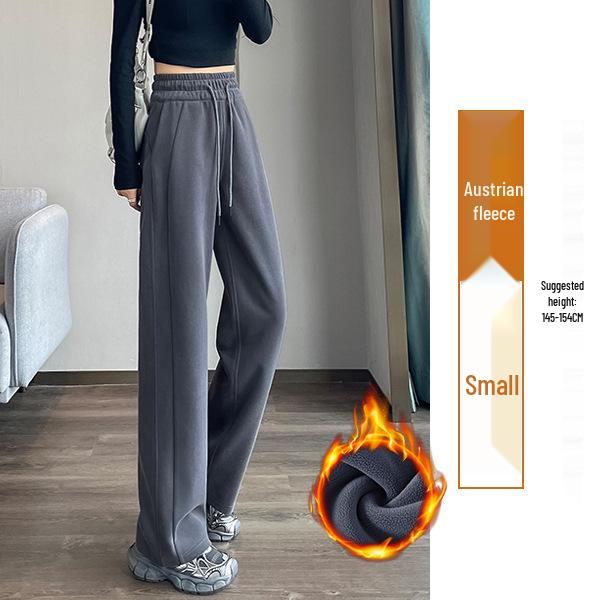 Women's Wide-Leg Velvet Sweatpants - Height-Enhancing Banana Sports Pants for Autumn/Winter 2025