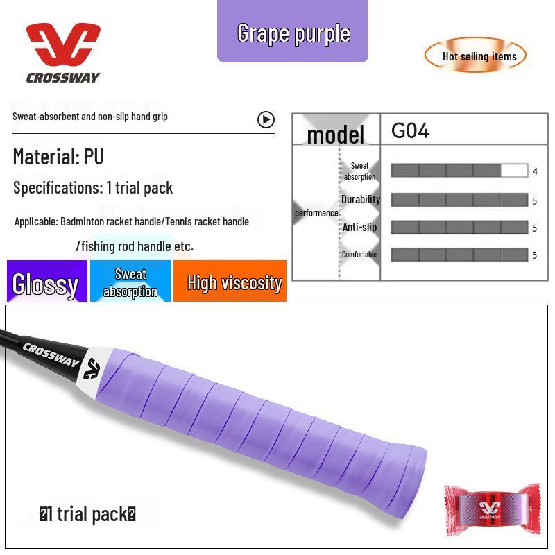 Candy Anti-Slip Sweat-Absorbent Badminton/Tennis Racket Grip - Shock-Absorbing, Individually Packed.