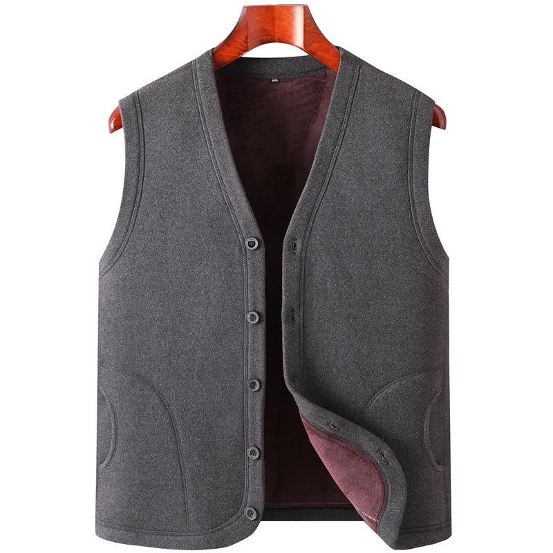 Men s Midlife & Elderly Winter Cotton-Padded Fleece-Lined Cardigan Jacket 5XL (175-190 jins)