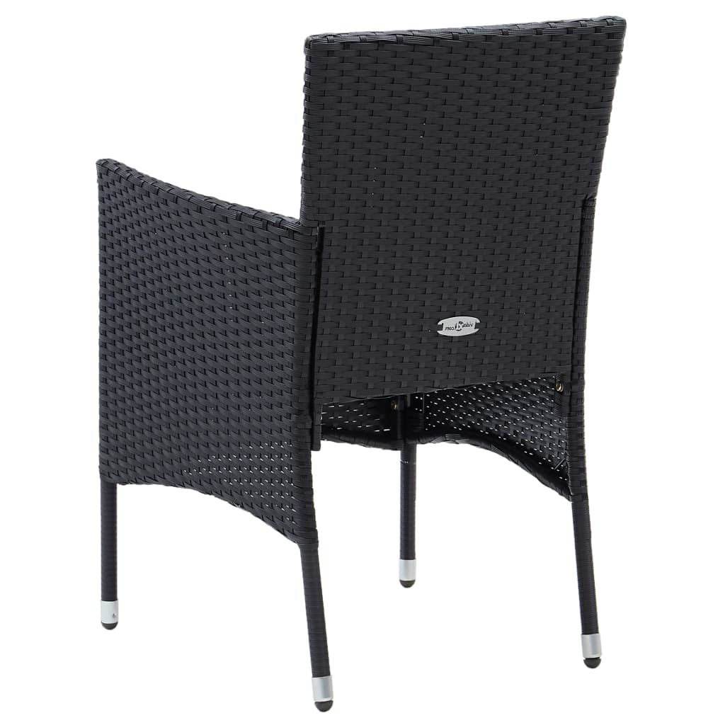 vidaXL Garden Dining Chairs 4 Pcs. Poly Rattan Black