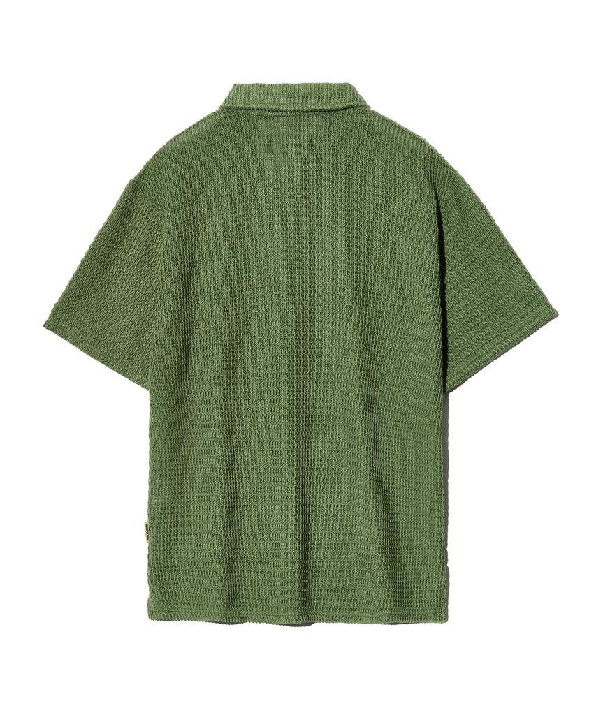 PEACE MAKER Button Up Collar Knit Shirts (Green)