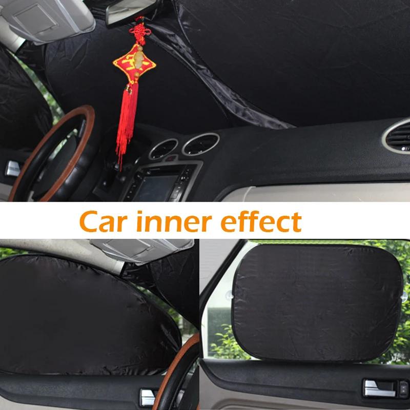 6Pcs Folding Silver Reflective Car Windshield Window Sun Shade Visor Shield Cover Suction Cup Sunshield Sunscreen Curtain Tools