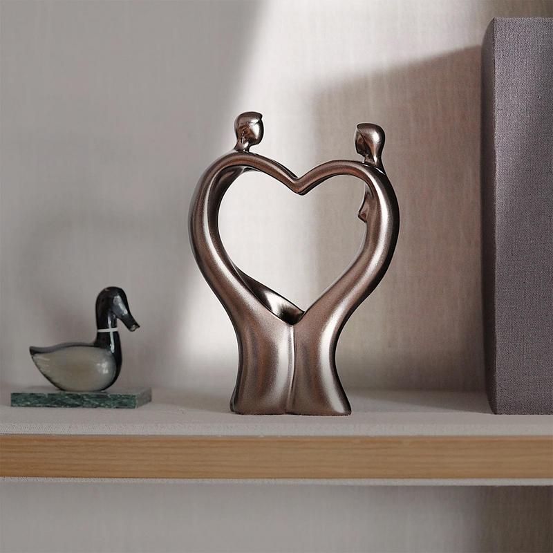 Abstrakt Par Hjärta Staty Hjärta Form Romantisk Staty Skrivbord Hand i Hand Figurer Fotografi Rekvisita Hem Inomhus Ornament För