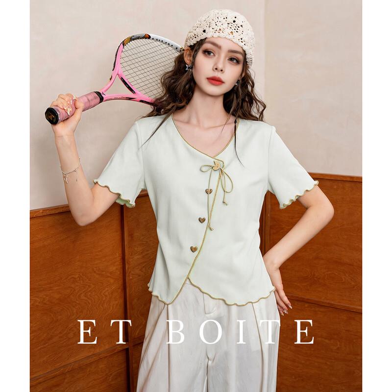 ET BOITE Women s Elegant Irregular Hem Knit T-Shirt M