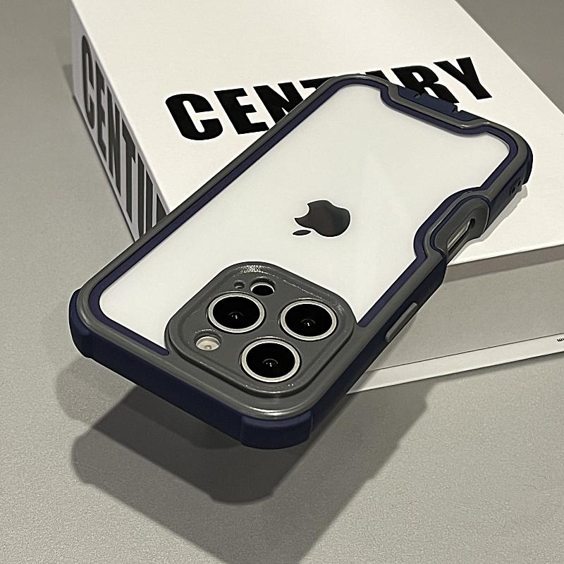 Heavy Duty Hybrid Bumper Armor Clear Case for iPhone 16 15 14 Plus 13 12 11 Pro Max Shockproof Hit Color Durable Cover