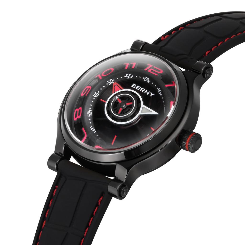 Zegarek Męski BERNY Zegarek Mechaniczny Automatyczny i Ręcznie Nakręcany Mechanizm Miyota 8215 Wielofunkcyjny Kalendarz Wodoodporny