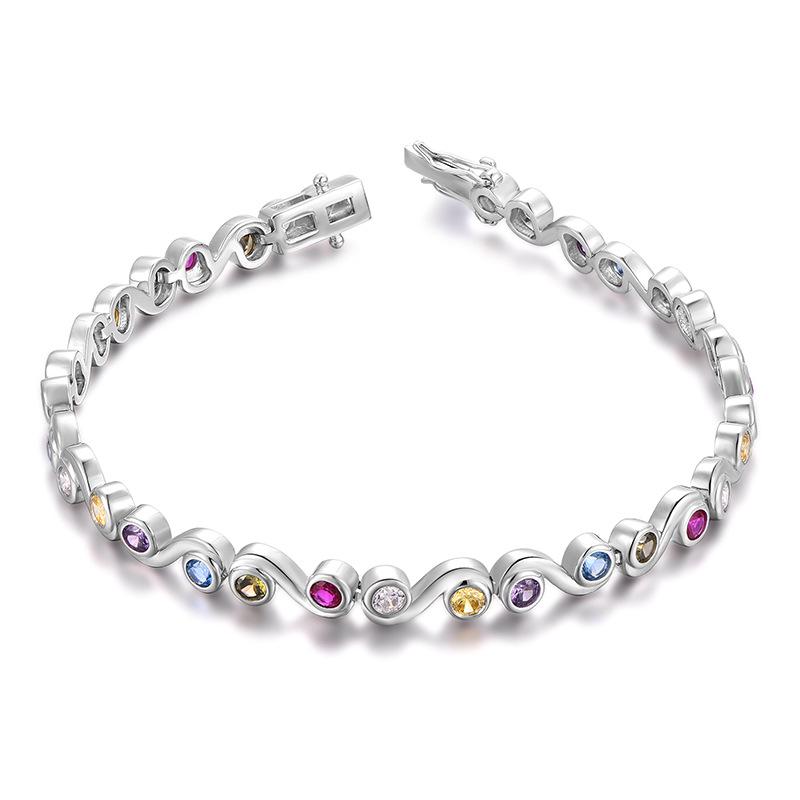 Fashionable Versatile Women s White Gold Zirconia Bracelet - Creative Personality Hand Jewelry