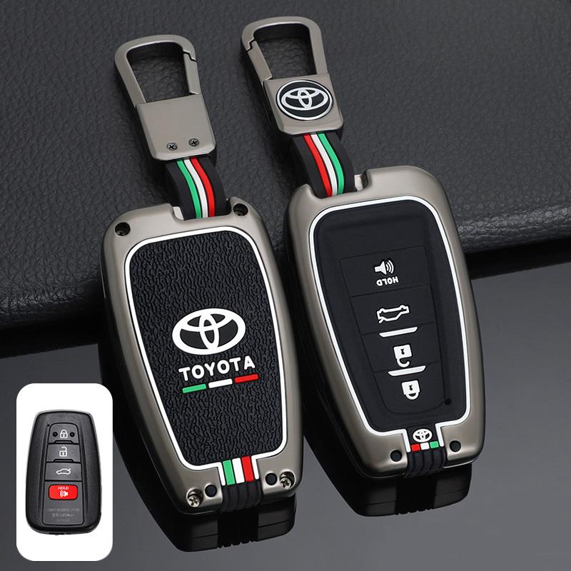 Zinc Alloy+Silicone Car Remote Key Case Cover For Toyota Prius Camry Corolla C-HR CHR RAV4 Prado 2018 2019 Keychain Accessories