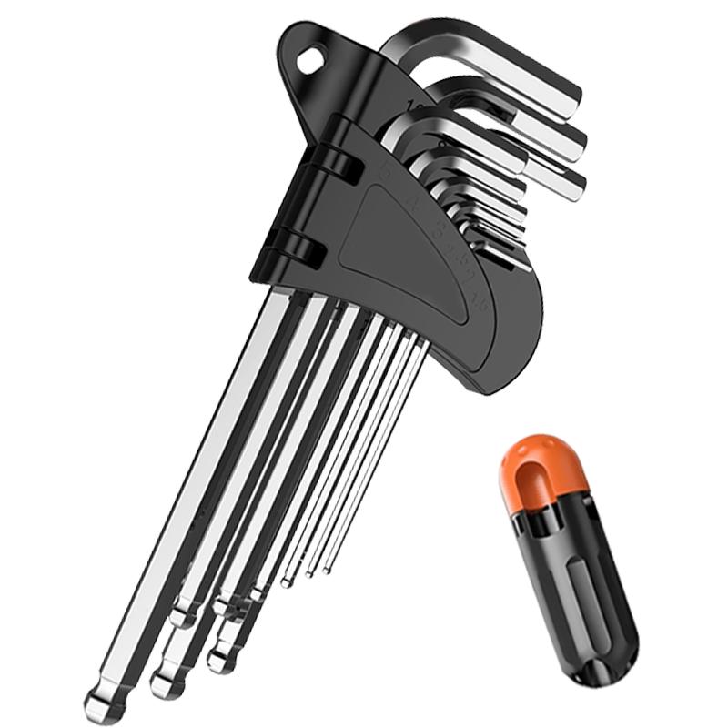 9-Piece Electroplated Silver Ball-End Hex Key Set