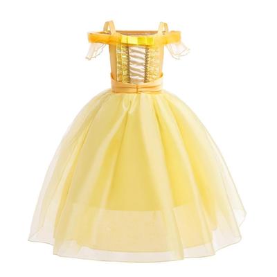 Toddler Girls Belle Cosplay Princess Costume Children Skirt Beauty and the Beast Dress Halloween Costume Yellow Size Years 130 [Dressy Daisy] 8-9