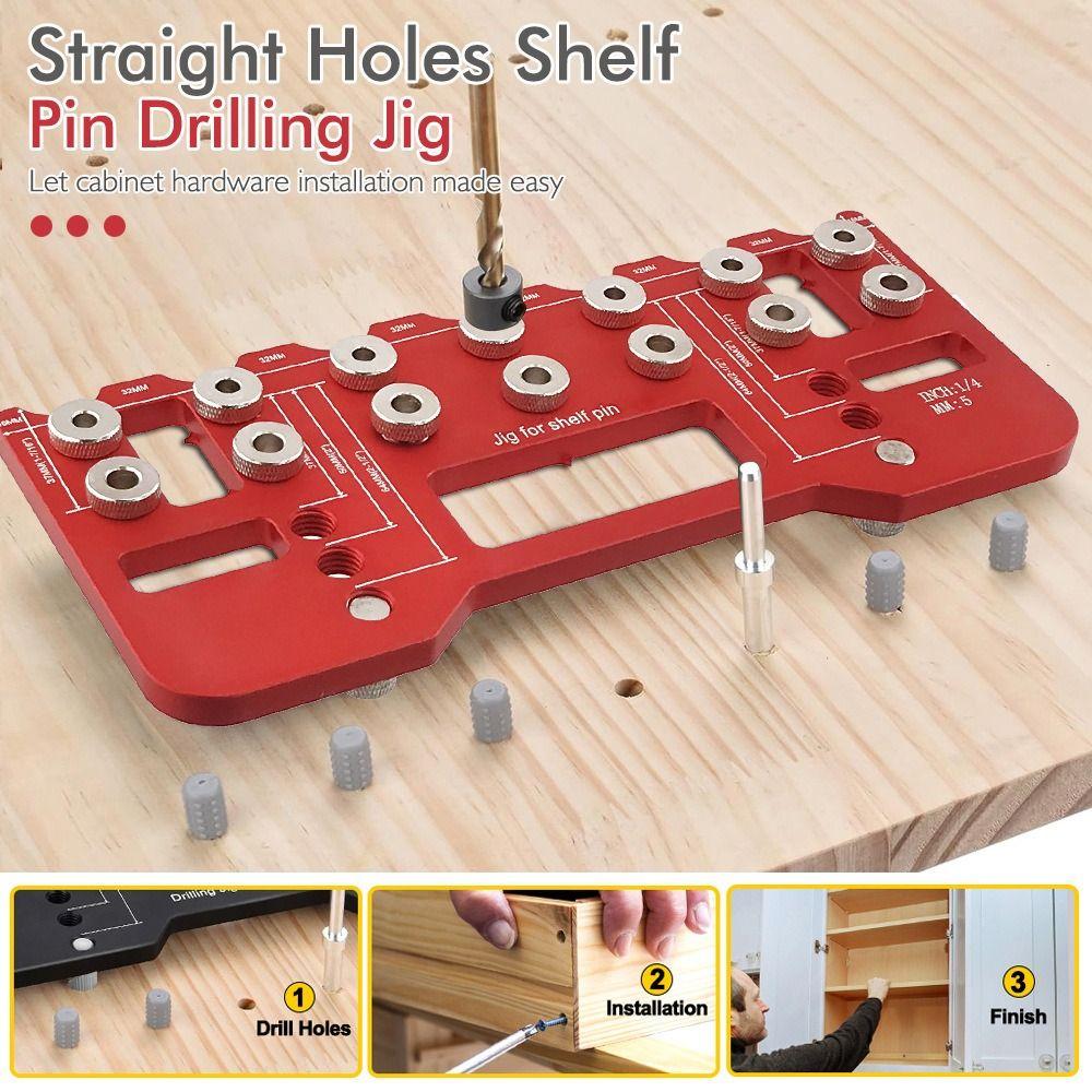 Precision Straight Hole Drilling Template Wear Resist Aluminum Pocket Hole Jig Kit  Woodworking