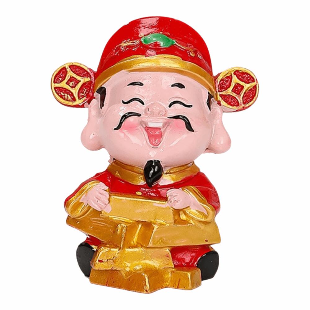 Rote Mini-Gott des Reichtums Figur Maskottchen-Stil Harzmaterial Harz-Maskottchen-Verzierungen Reichtums-Maskottchen Glücks-Accessoires