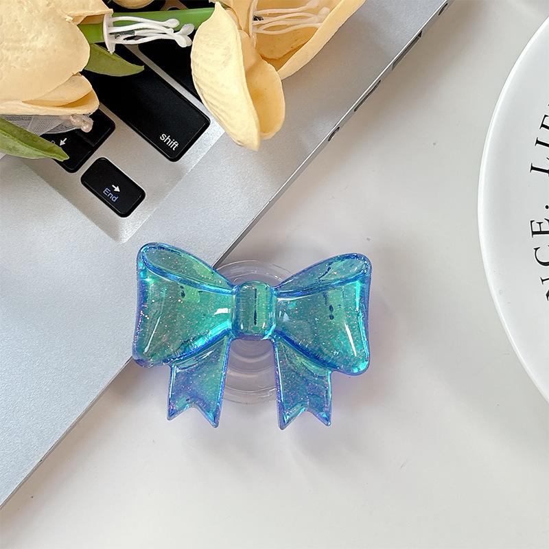 Wind Creative Colorful Laser Bow Simple Three-Dimensional Ring Retractable Desktop Phone Holder Airbag Folding