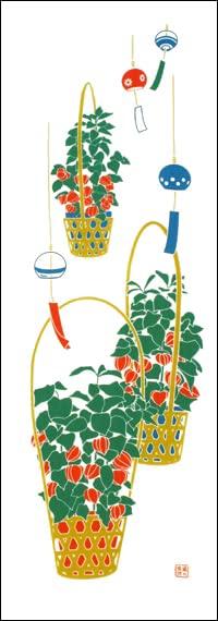 

Dyeing Anbo Hand Towel Cherry and Wind Authentic Dyed Cotton Tokuoka Made in Japan 35cm x 100cm Ground Chimes 100%