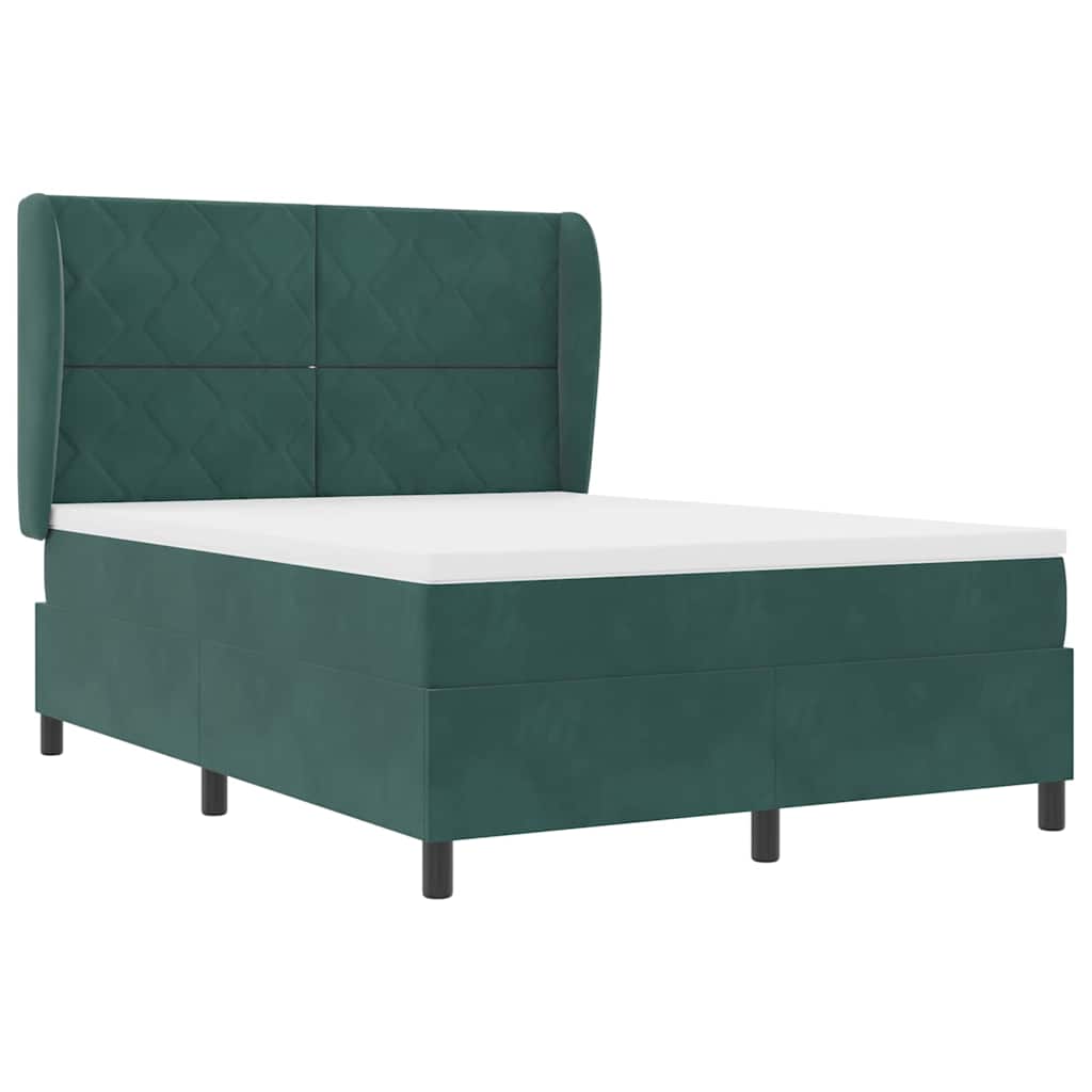 Boxspring Bed with Headboard Dark Green 200 x 140 cm Velvet
