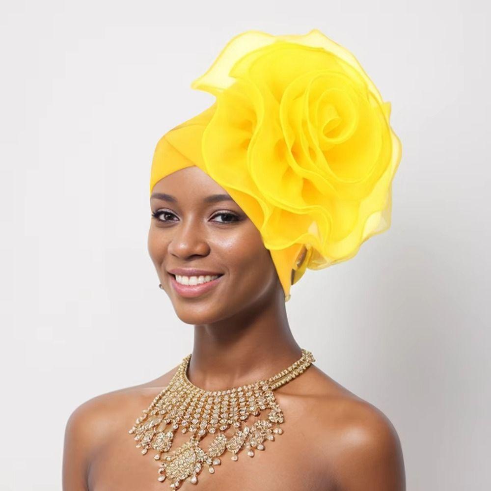Big Flower Side Flower Ramadan Hijab One Size Islamic Headscarf Head Wrap Cap Hair Accessories