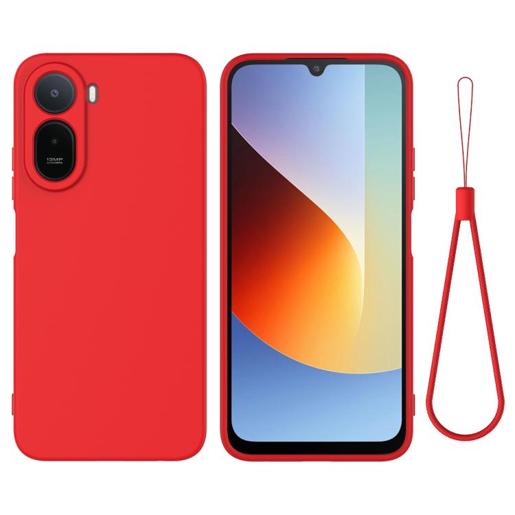 For Xiaomi Poco C81 Pro 4G Solid Color Liquid Silicone Dropproof Full Coverage Phone Case красный