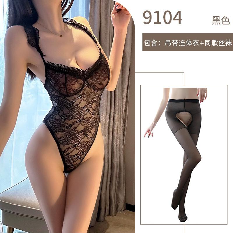 Leaky Chest Perspective Erotic Underwear Temptation Pure Lace Suspenders Small Breasts Show Big Sexy One-piece Open Crotch