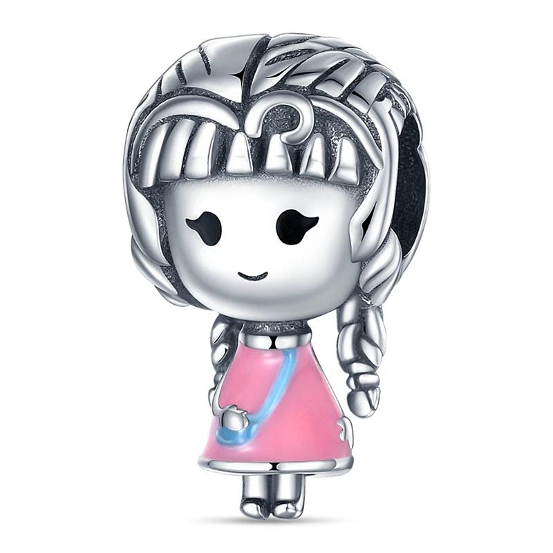 Copper Boy Girl Couple Lovers Beads Charms Zirconium Dangle Fit Original Bracelet Charms Jewelry Women Diy