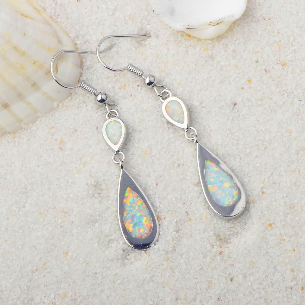 Europäischer Stil Australische Opal Wassertropfen Ohrringe