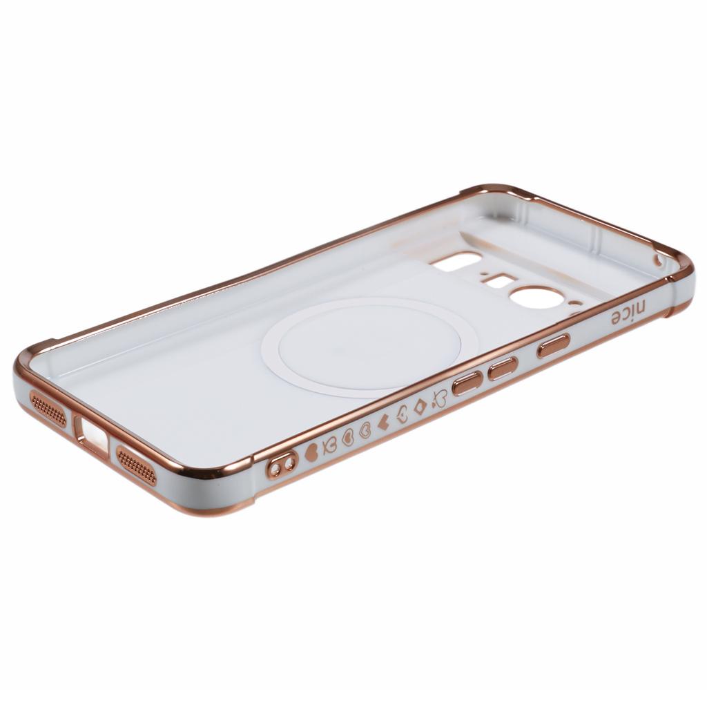 Para Google Pixel 8 Pro Capa Magnética TPU Galvanizado Capa de Telefone Coração Vazado