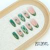 30-Piece Set: Four-Leaf Clover Plaid French Almond Nail Tips - Solid Color, Wearable and Chic.