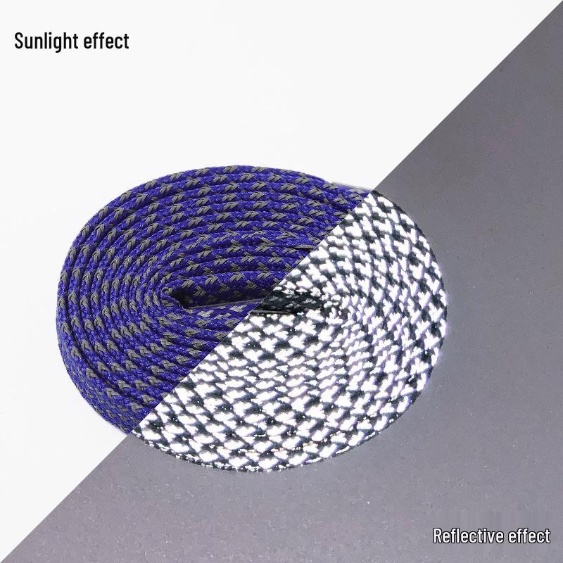High-Brightness Reflective Double-Layer Polyester Shoelaces for Canvas, Skate, and High-Top Shoes