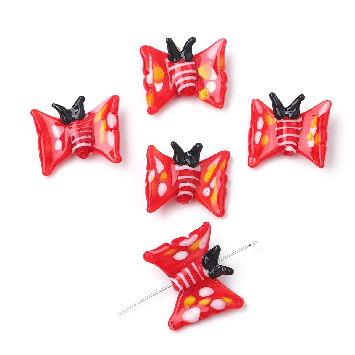 

1 шт., ручная роспись, глазурованные бусины-бабочки, стеклянные подвески для DIY, ожерелье, браслет, серьги, изготовление ювелирных изделий, аксессуары для рукоделия красный