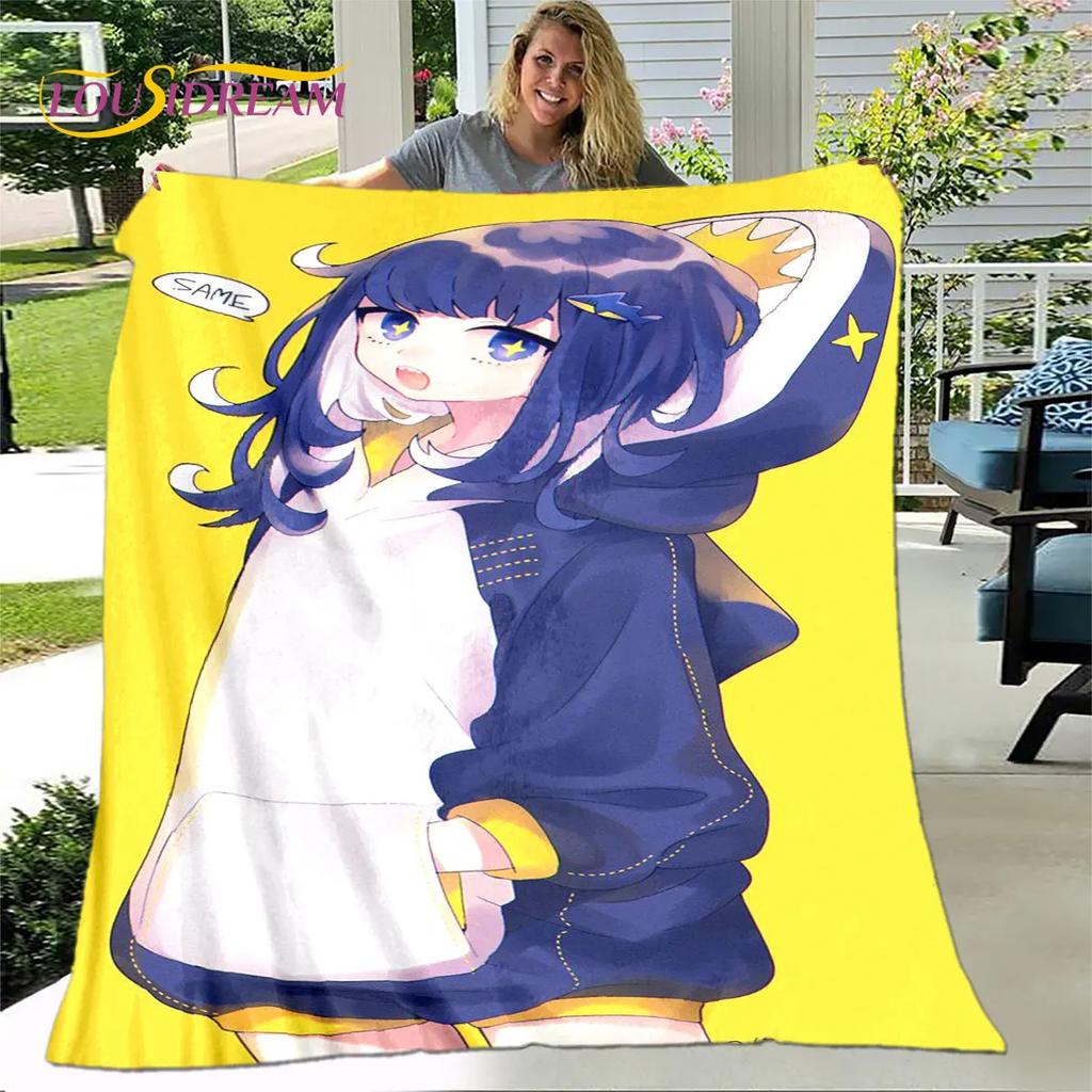 Cute Gawr Gura Hololive Anime Soft Plush Blanket,Flannel Blanket Throw Blanket for Living Room Bedroom Bed Sofa Picnic Cover Kid