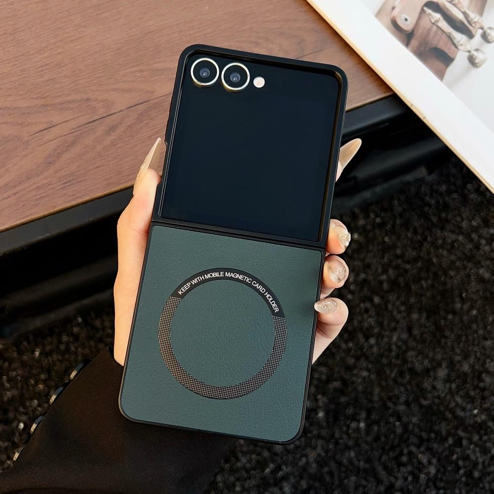 Luxus-Leder-Magnetische Matte Weiche Handyhülle für Samsung Galaxy Z Flip 7 6 5 4 3 Für Magsafe Kabelloses Laden Schutzhülle