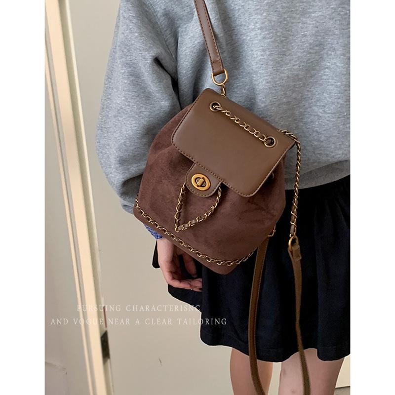 Retro Large-capacity Chain Backpack for Women, Large-capacity Bucket Bag