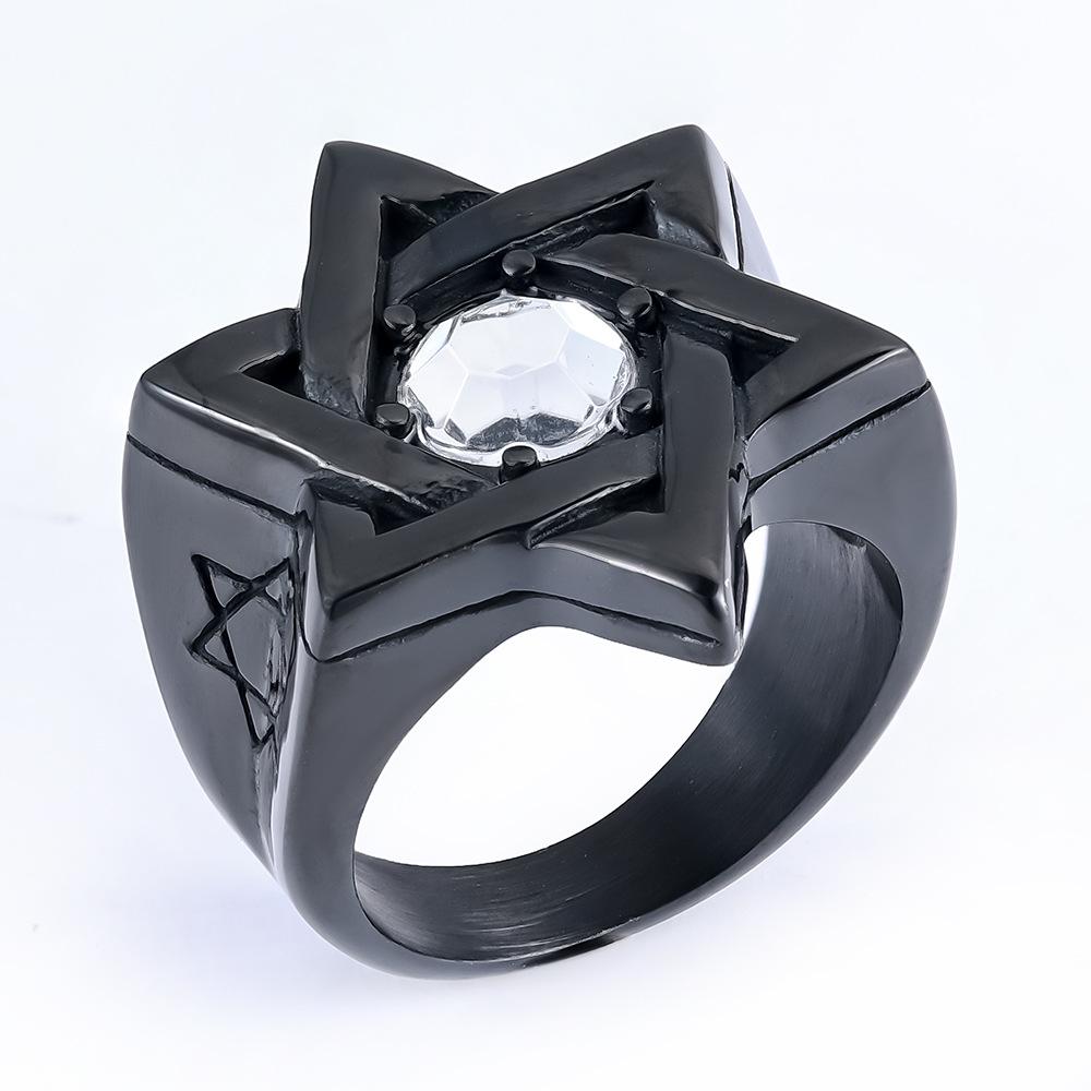 Beliebte Accessoires Personalisierter Titanstahl Sterlingsilber Hexagramm Herren Retro Dominanter Ring Schafskopf Serie Ring